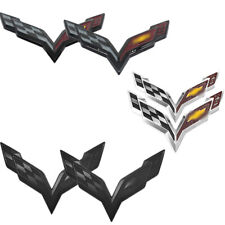 2* For Corvette C7 2014-2019 Sticker Front & Rear Cross Flags Emblem Badge Decal picture