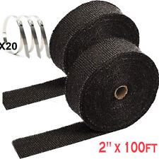 2''x100ft Black Pipe Header Manifold Exhaust Heat Wrap Tape +ties for Motorcycle picture