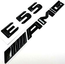 #1 BLACK E55 + AMG FIT MERCEDES REAR TRUNK EMBLEM BADGE NAMEPLATE DECAL NUMBERS picture