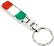 Italian Flag Design Green/White/Red Color Stripe Chrome Badge Keychain Ring picture