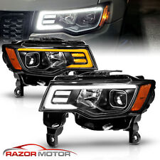 For 2017-2019 Jeep Grand Cherokee Black Projector switchback headlights picture