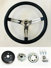 64-66 Nova Impala Bel Air Chevelle Black on Chrome Steering Wheel 15