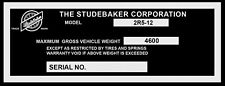 STUDEBAKER Pickup Truck SERIAL NUMBER DATA PLATE ID TAG correct 1949 plus picture