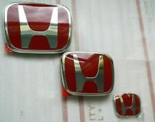 Red H Emblem logo Front+Rear+Steering wheel Fit For 06-15 Honda Civic 4DR sedan picture