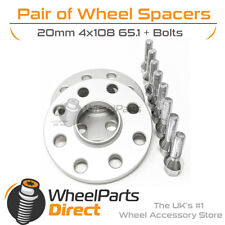 Wheel Spacers 20mm (2) Spacer Kit 4x108 65.1 +Bolts For Peugeot 206 98-10 picture