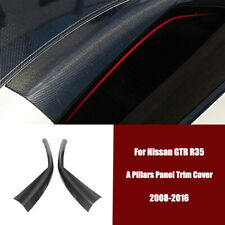 Black Carbon Fiber Car A Pillar Panel Trim Cover For Nissan GT-R R35 2008-2016 picture