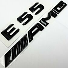 BLACK E55 + AMG FIT MERCEDES REAR TRUNK EMBLEM BADGE NAMEPLATE DECAL NUMBERS picture