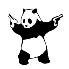 PANDA WITH GUNS BANKSY DECAL Vinyl Car Window Sticker ANY SIZE picture