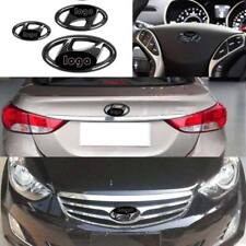 For Hyundai Elantra 2011-15 Carbon Fiber Front Rear Steering Wheel Logo Trim 3pc picture