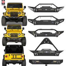 Stinger Front Rear Bumper Fit 97-06 Jeep Wrangler TJ w /Winch Plate Tire Carrier picture
