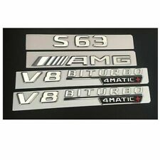 Chrome S63 AMG V8 BITURBO 4MATIC+ Trunk Fender Badges Emblems for Mercedes Benz picture