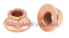 25 M8-1.25 Flange Exhaust LockNut Copper Plated 12mm Hex picture