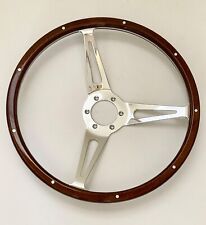 Momo-Style 14'' Classic Riveted Wooden Steering Wheel Mustang Shelby AC Cobra picture