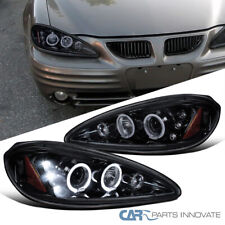 Glossy Black For 99-05 Pontiac Grand Am Smoke LED Halo Projector Headlights Lamp picture
