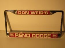 Don Weirs Reno NV Dodge Metal Dealership License Plate Frame White Embossed Lett picture