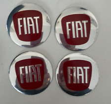 **FREE POST** SUPERB RED FIAT BADGED ALUMINIUM WHEEL CENTRE STICKERS  56MM picture