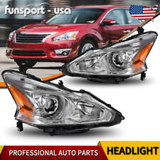 Headlights Assembly for 2013-2015 Nissan Altima Sedan Chrome Headlamp Left+Right picture