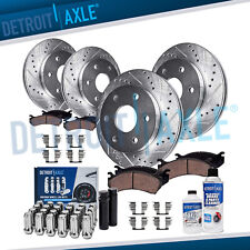 Front & Rear Drilled Rotors Brake Pads +24pc Lug Nuts w/keys for Acadia Traverse picture