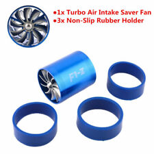 Blue Air Intake Turbonator Dual Fan Turbine Turbo Supercharger Gas Fuel Saver picture