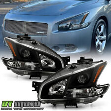 For 2009-2014 Nissan Maxima Black Projector Headlights Headlamps Pair Left+Right picture