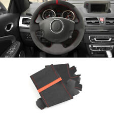 NEW BLK+Red For Renault Megane 2 Kangoo Steering Wheel Soft Suede Leather Cover picture