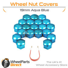 Aqua Blue Wheel Nut Bolt Covers 19mm GEN2 For Opel Admiral [B] 69-77 picture