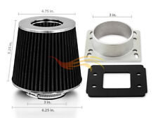 BLACK Cone Dry Filter + AIR INTAKE MAF Adapter Kit For 95-99 Sentra 200SX 2.0L picture