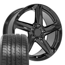 18 Inch Gloss Black Wheels & Tires Fit Camaro C4 Corvette - C8 Z06 Style picture