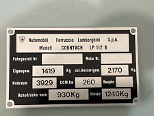 Lamborghini Countach LP 112Manufacturers ID Data Plate picture