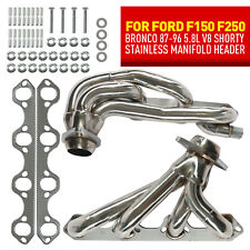 Stainless Manifold Headers Shorty fit for Ford F150 F250 Bronco 87-96 5.8L V8ll picture
