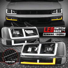 [Switchback F-LED DRL] For 03-24 Express Savana 1500-3500 Headlight Lamps Black picture