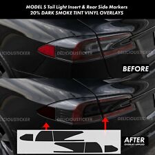  For Tesla Model S SMOKE Tail Light Tint Rear Side Markers Overlay Vinyl Precut picture