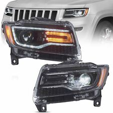 2*VLAND Headlight Projector LED For 2011-13 Jeep Grand Cherokee W/Blue Animation picture