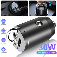 Dual USB Type-C PD Car Phone Charger 30W Fast Charger Adapter Accessories Black picture