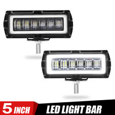 2X 5inch LED Work Driving Light Bar White Halo DRL Fog Pods Offroad SUV ATV US picture