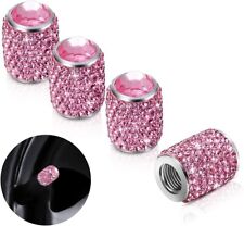 4x Pink Shinny Crystal Rhinestone Bling Tire Stem Valve Caps Fits Universal picture
