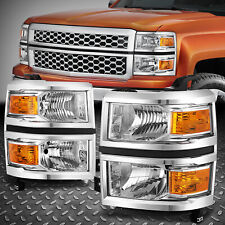 For 14-15 Chevy Silverado 1500 OE Style Chrome Housing Amber Corner Headlights picture