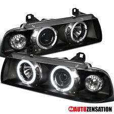 Fit 1992-1998 BMW E36 318i 325i 328i LED Halo Black Projector Headlights Lamps picture