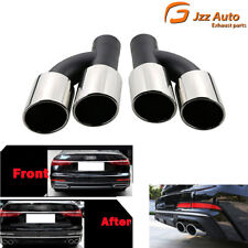 Pair Exhaust Pipe Tips Clamp on For Audi A4 B8 A5 8T A6 C7 A7 4G Q5 8U et72 picture