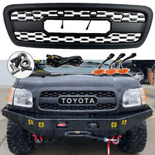 Front Grille For Sequoia 2001-2004 Bumper Upper Grill W/LED W/Letter Matte Black picture