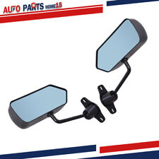Universal F1 Style Glossy Black Side View Mirrors Bracket  Racer Retro 2PCS picture