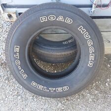 VINTAGE Monarch ROAD HUGGER E70-14 BELTED Tire white letter 4 ply polyester 70's picture