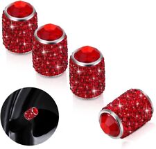 4x Red Shinny Crystal Rhinestone Bling Tire Stem Valve Caps Fits Universal picture