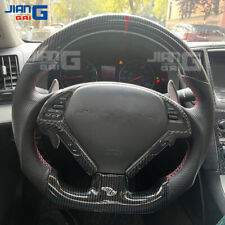 Hydro Dip Carbon Fiber Sport Flat Steering Wheel For 2008-2013 Infiniti G37 G37X picture
