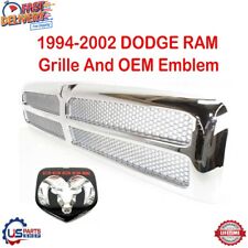 New Grill Grille Chrome And OEM Emblem Fits 1994-2002 Dodge Ram Pickup 2500 3500 picture