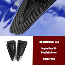 Black Carbon Fiber Car Engine Hood Air Vent Trim Cover For Nissan GT-R R35 08-20 picture