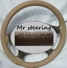 100%REAL BEIGE LEATHER STEERING WHEEL COVER FOR LAND ROVER FREELANDER MK1 97-06 picture