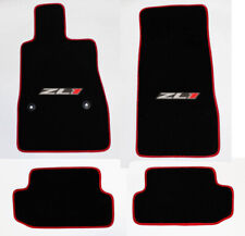 NEW BLACK Carpet Floor Mats 2016-2023 Camaro Embroidered ZL1 Logo Red Binding 2 picture