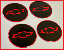 4pcs CHEVY Emblem Badge RALLY WHEEL CENTER HUB CAPS' LOGO STICKERS RED/BLACK picture