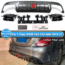 Carbon Look For Benz W205 C63 AMG Sedan 15-21 Rear Bumper Diffuser Lip W/Exhaust picture